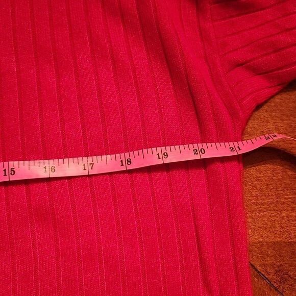 Express Crew Neck Long Sleeve Tunic Oversized  Ribbed Sweater, XS, Red - Picture 3 of 8